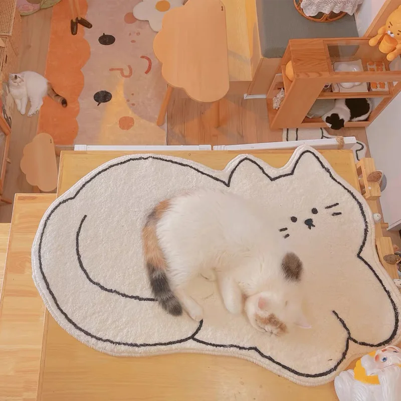 

Cute Cat’s Carpet In The Bedroom, Furry Mat, Carpet in the bedroom, Carpet For Nursery, Mat For Children, Cute Room Decor