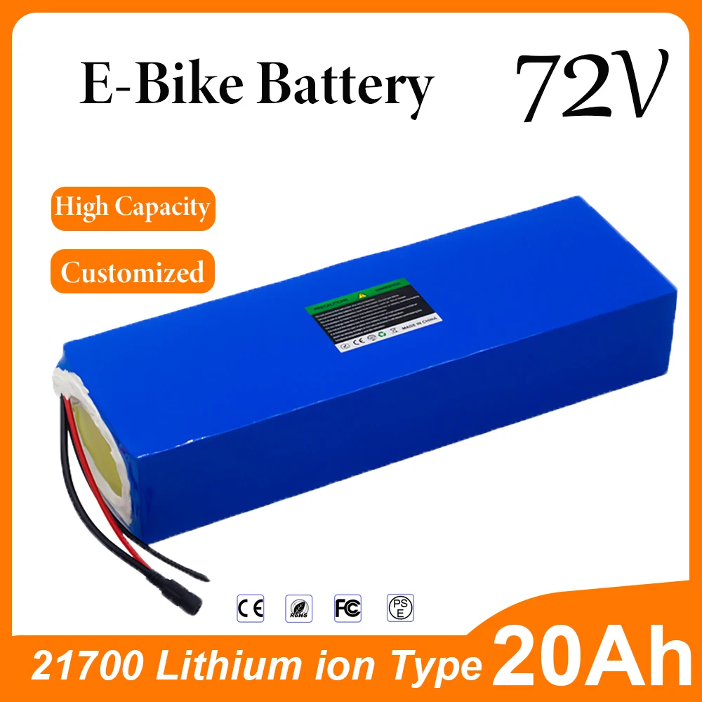 

Newest Battery Pack 72V 20Ah for E-bikes Scooter Motorcycle with 50A BMS 21700 Lithium Battery Compatible 2500W 3000W Motor