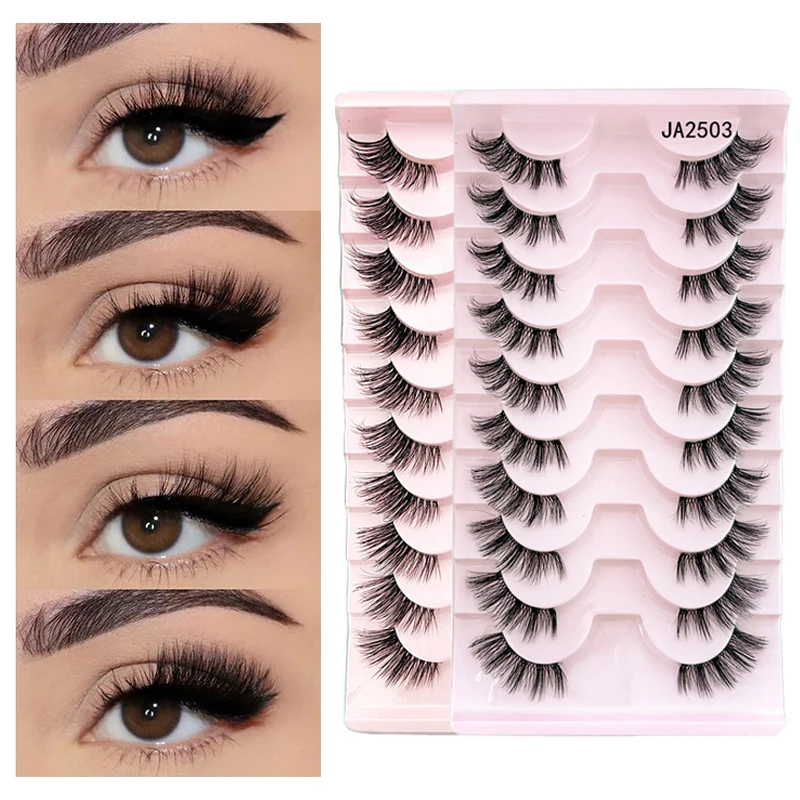 

Eyelashes Handmade Dramatic Lashes Upper Lash New 10pairs Mink Eyelashes Clear Band Eye Lashes Crisscross Transparent Band False