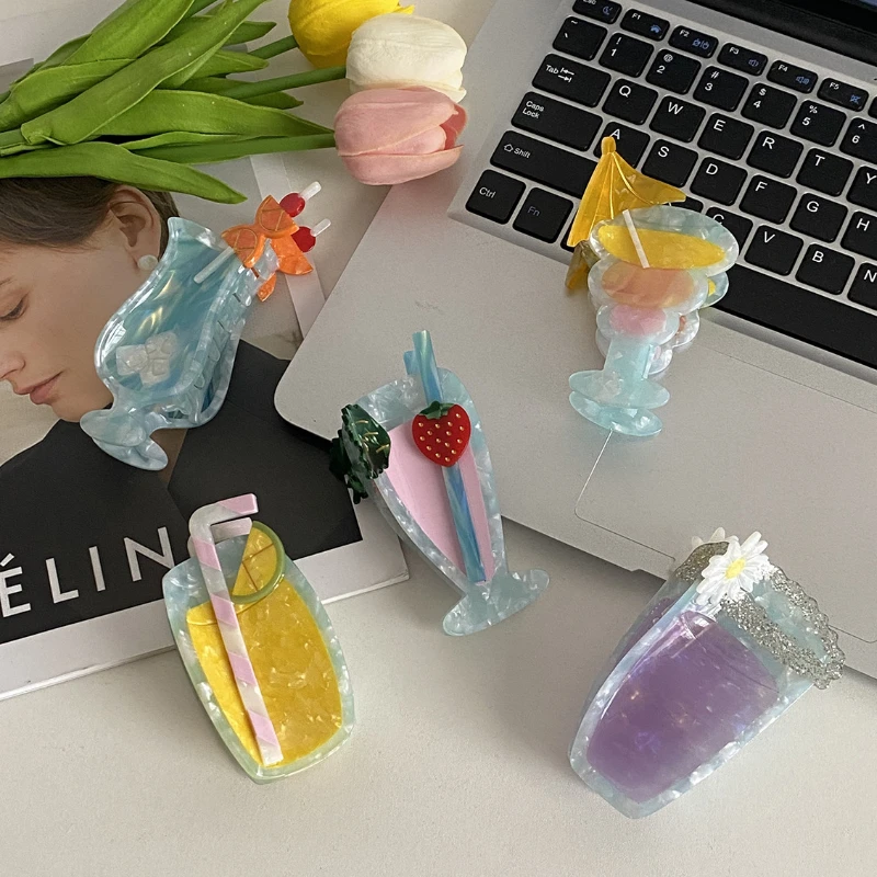 

France Cute Cartoon Margarita Hairpin Acetate Fiber Hair Clips Ice Cream Claw for Womans Girls Barrettes Hair Accessories