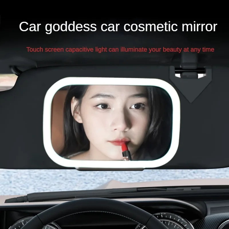 

Car Cosmetic Mirror LED Touch Switch Light Car Passenger Visor Dressing Mirror HD Car Accessories Interior