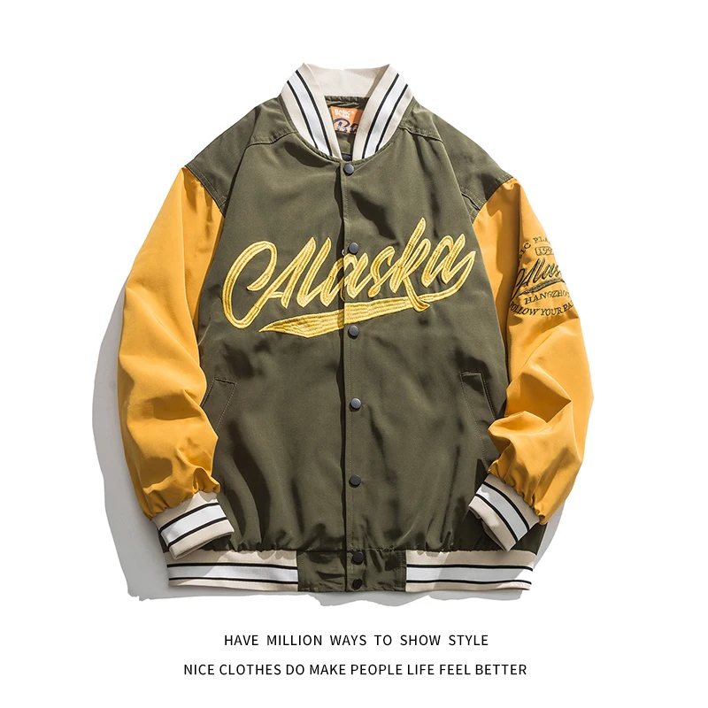 Мужская бейсбольная светильник тка-бомбер с вышивкой и надписью куртка-оверсайз