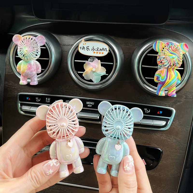 

Car Air Freshener Bear Pilot Rotating Propeller Outlet Fragrance Magnetic Design Auto Accessories Interior Perfume Diffuse