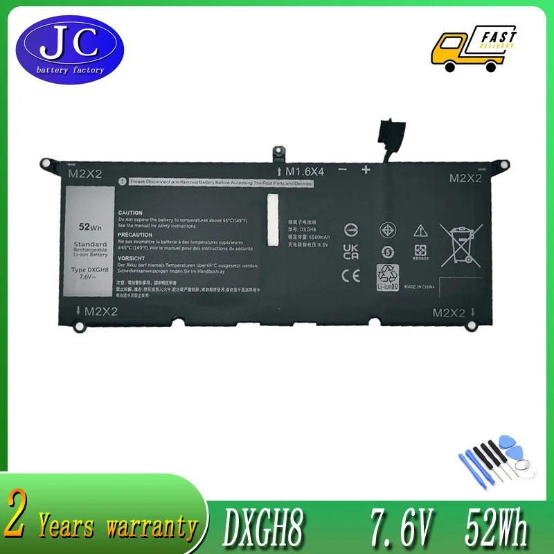 JCLJF HK6N5 DXGH8 Аккумулятор для ноутбука DELL XPS 13 9380 9370 7390 Inspiron 2 в 1 7490 G8VCF 0H754V P82G 52WH