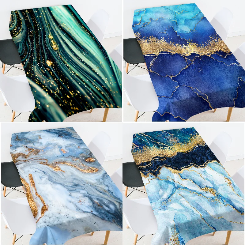 

Hot-selling Colorful Marble Tablecloth Home Decoration Accessories Fashionable Atmosphere Rectangular Antifouling Tablecloth