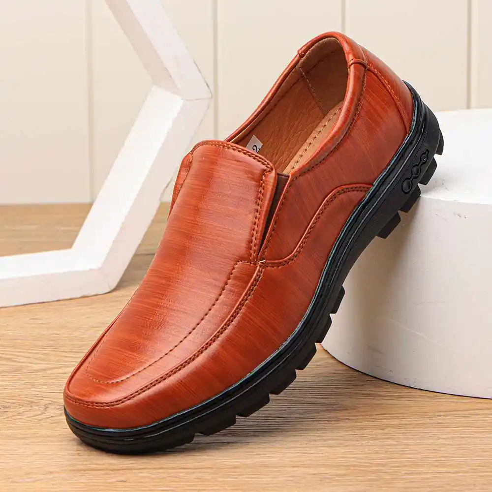 

Menico 2022 New Men Shoes Comfy Round Toe Leather Loafers Slip On Soft Sole Casual Shoes Formal Business Shoes Loafers Daily