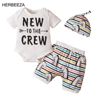 summer baby boy clothing letter print short sleeve toddler kids top rainbow stripes cartoon shorts infant clothing for newborns