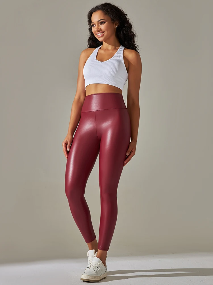 Fashion Black PU Leather Pants Women High Waist Skinny Push Up Leggings Elastic Trousers Jeggings Sexy Faux Leather Leggings
