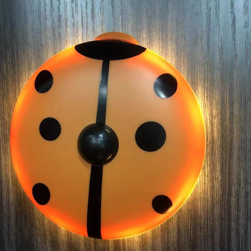 

Cartoon Cute Ladybug Wall Hanging Lamp Interior Decoration Induction Luminous Baby Bedroom Bedside Night Light Usb Charging Lamp