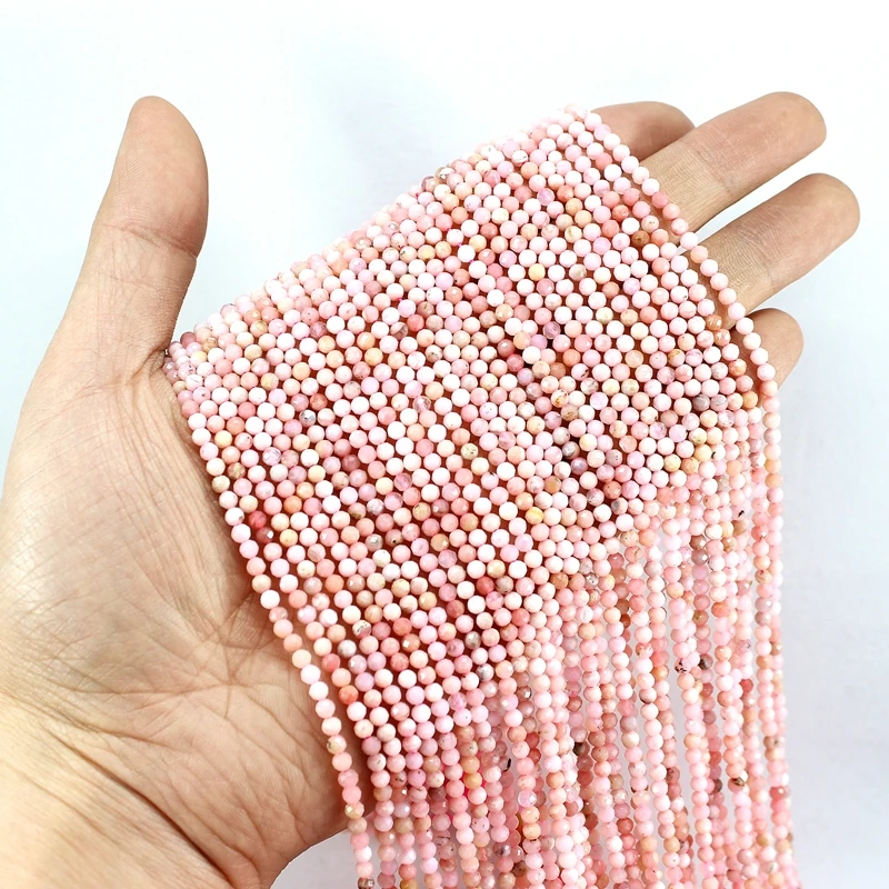 

Natural Faceted Pink Opal Small Tiny Seed 2/3/4MM Loose Round Beads For Jewelry Making Bracelet Necklace Waist Anklet