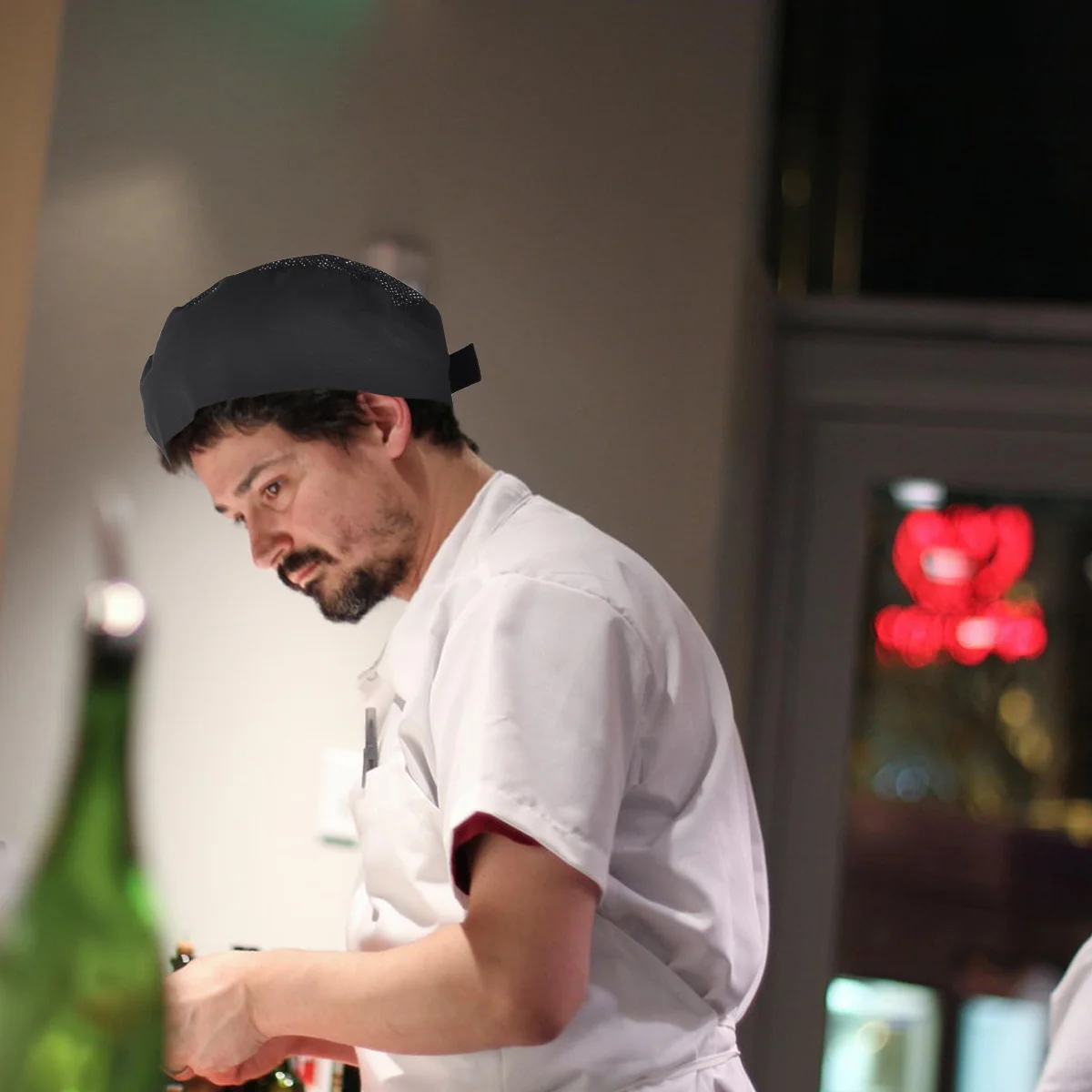 Шляпа шеф-повара женская кухонная белая кепка для приготовления пищи черный