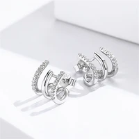 fashion silver color claws stud earrings with crystal aaa cz stone geometric earring ear studs birthday party wedding jewelry