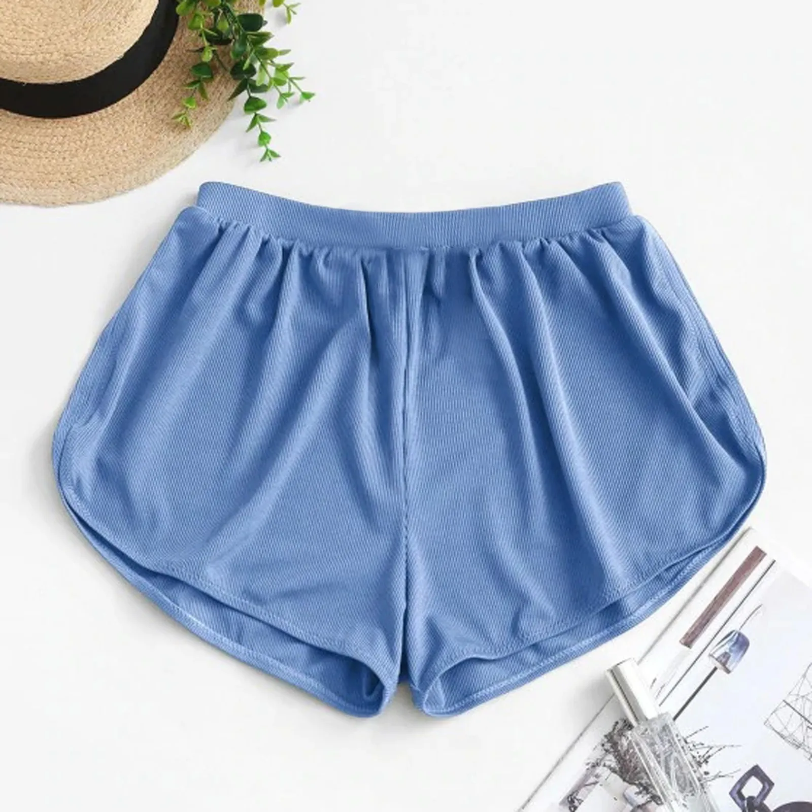 

Women High Waist Shorts Bikini Swimwear Solid Color Loose Swim Bottom Underwear Panties Bathing Suit