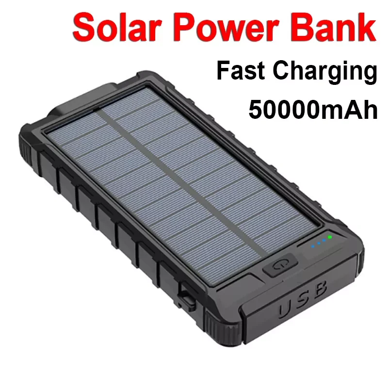 

Solar Power Bank 50000mAh Charger Fast Charging PowerBank Waterproof Portable External Battery Flashlight for iPhone mi