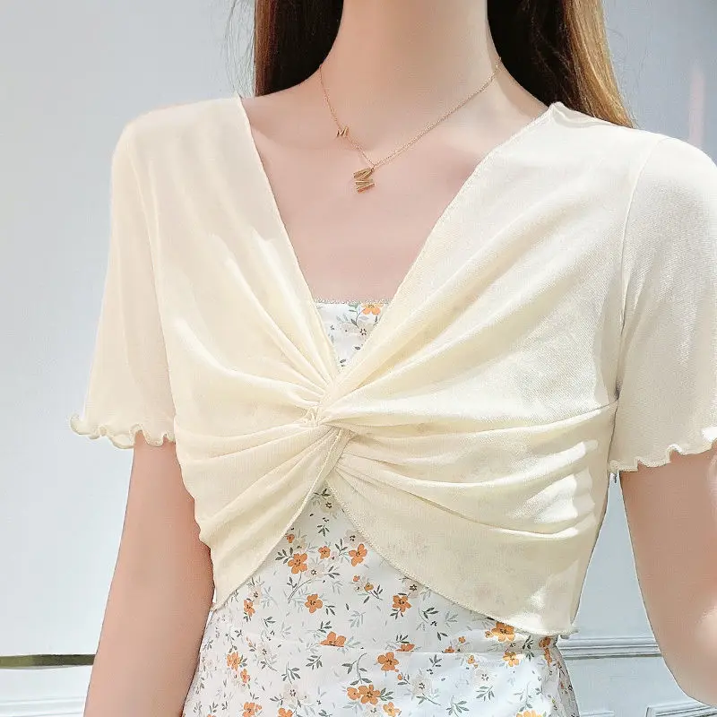 

Womens Coat Ladies Short Sleeve Cropped Lace Shrug Bolero Party Evening Elegant Slim Summer Formal Short Jacket Clothes Solid