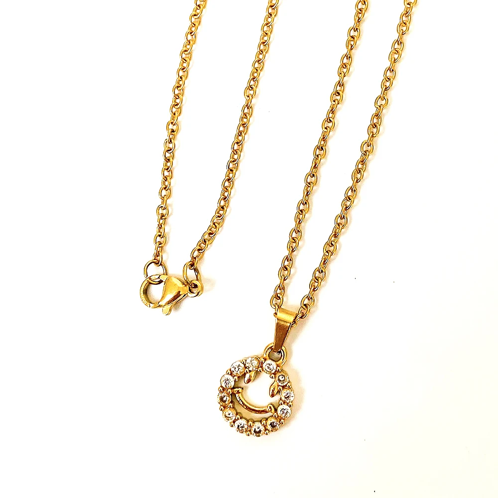 Цепочка с подвеской из циркония женская изящное ожерелье нержавеющей стали со
