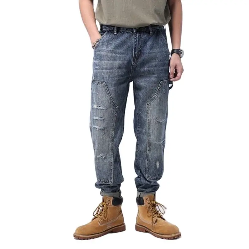 

Men's Jeans Mens Hip hop Baggy Denim Pants Leisure Men Cargo Trousers Mens Bottoms