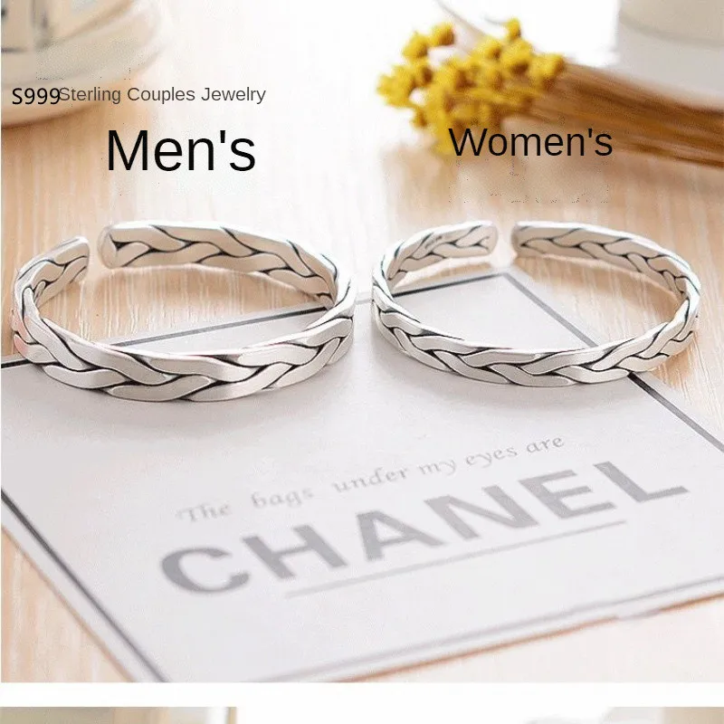 

Мужской и Женский Плетеный ретро-браслет S999 из серебра 925 пробы