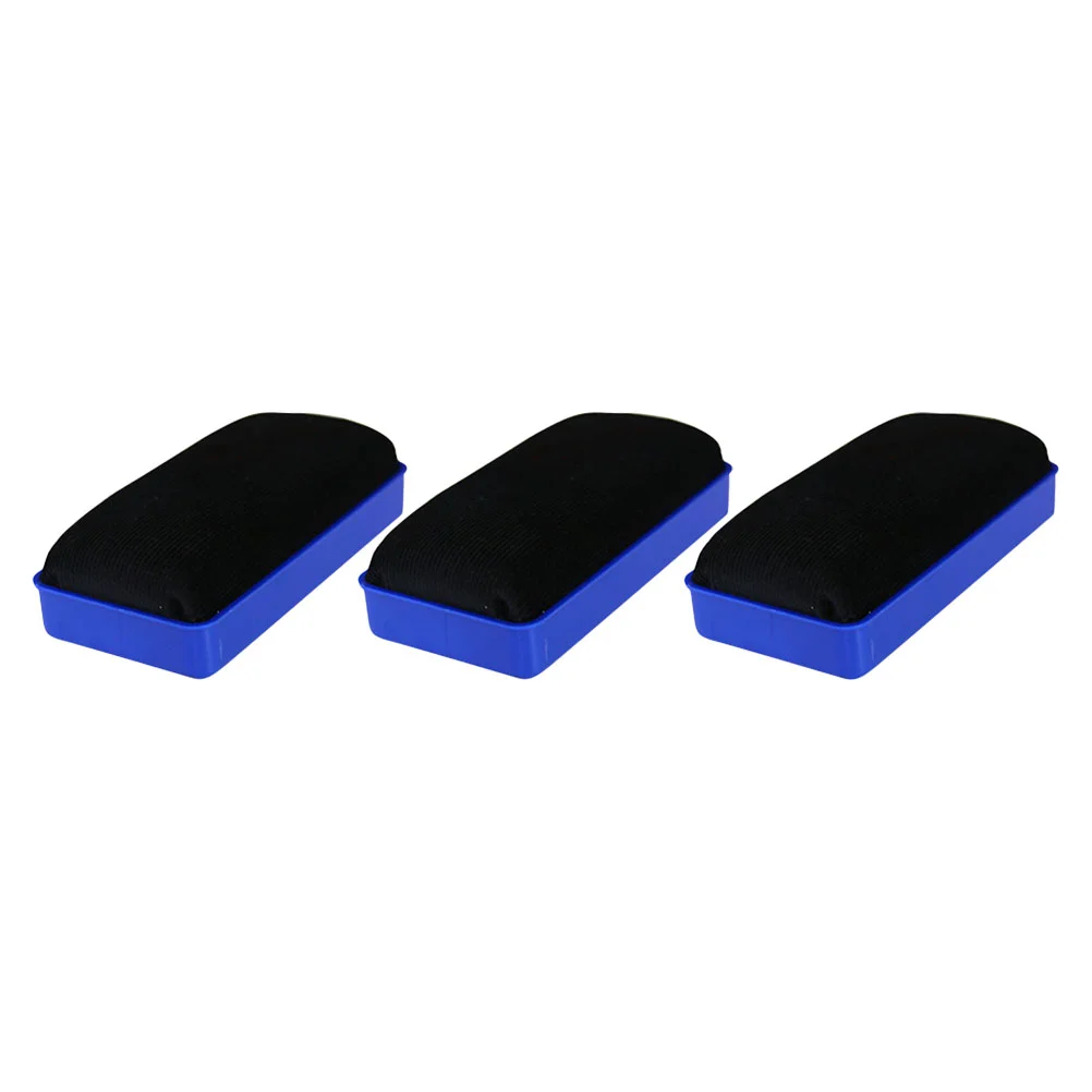 

3 Pcs Mini Erasers Whiteboard Blackboard Brush 10.6X4.6X2.7cm Chalk Cleaner Blue Plastic Chalkboard Office