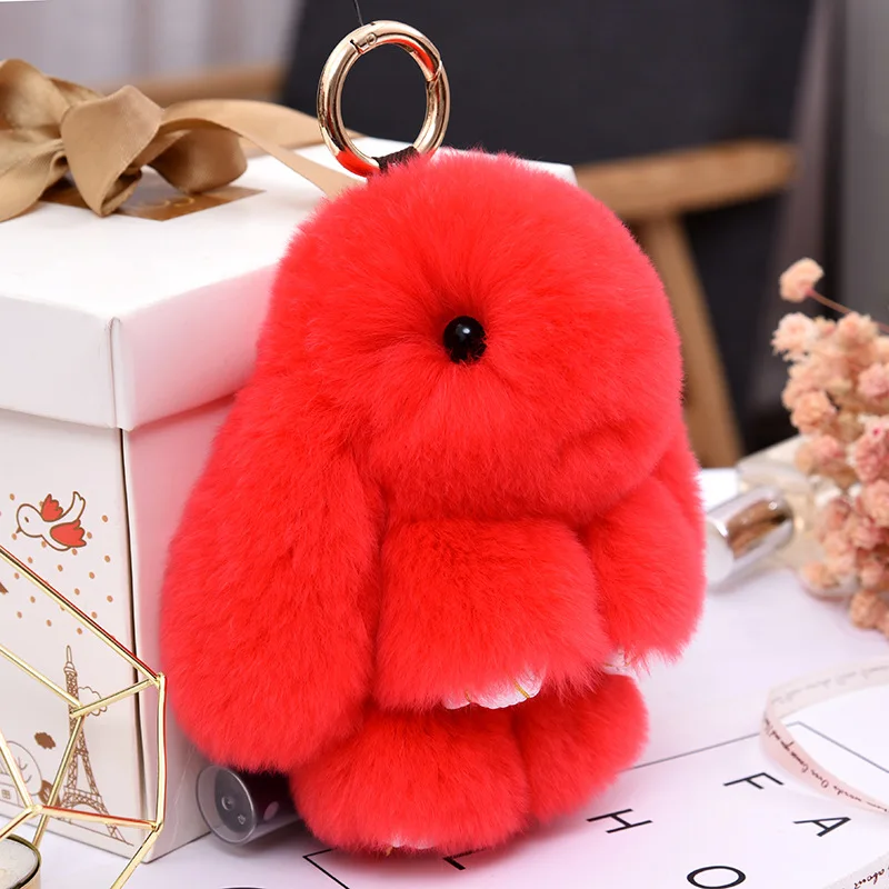 

20 Color Fluffy Real Rabbit Fur Pompon Bunny Keychain Trinket Women Toy Pompom Rabbit Key Ring On Bag Car Key Chain Jewelry Gift