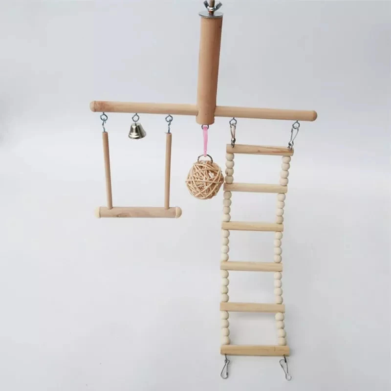 Bird Cage Stand Play Gym Perch Playground Climbing Ladder Swing Rattan Ball Chew Toys For Parrot Love Birds Budgies