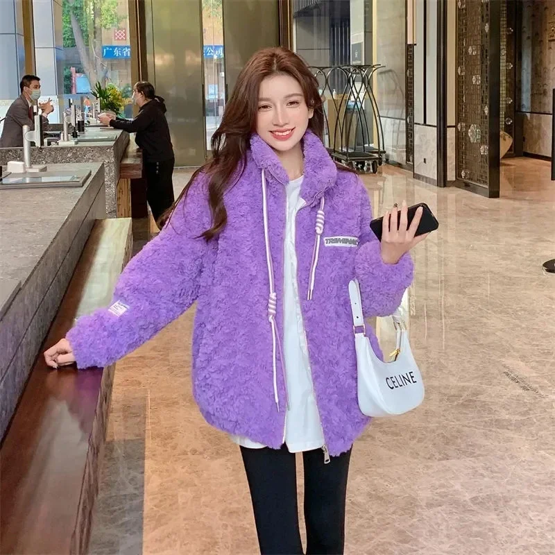 Новинка 2022 стильное утепленное пальто из овечьей шерсти Женское универсальная