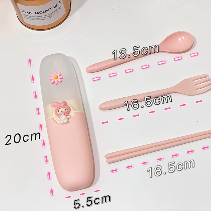 

Kawaii Sanrio Cute Portable Cutlery Set Student Children's Chopsticks Fork Spoon Three-piece Set Children's Special Gift