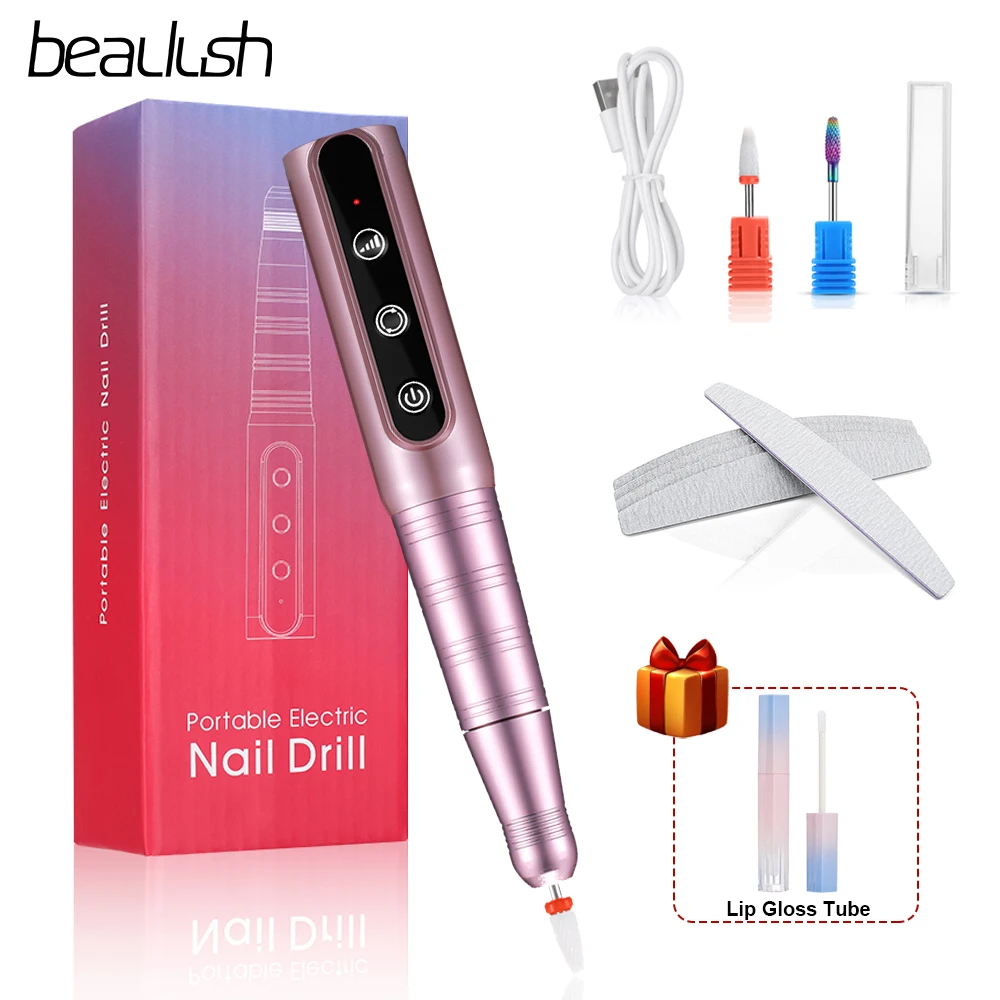 

Beaulush 35000RPM Nail Drill Machine For Manicure Milling Cutter Rose Red Electric Nail Drill Pen Gel Polishing Salon Sander