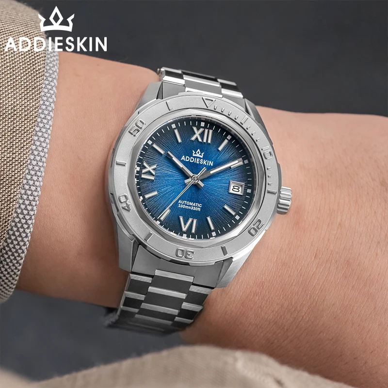 Фото Мужские часы для дайвинга Addieskin K002 40 мм, автоматические, водонепроницаемые, с сапфировым стеклом, светящимися стрелками BGW9, черно-серый циферблат №5