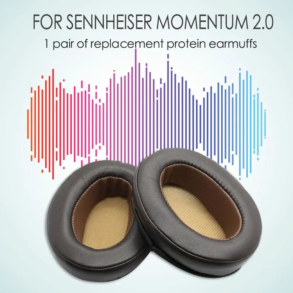 

2pcs Earpads Leather Simplicity Solid Breathable Soft Surface Earmuffs Replacement for SENNHEISER Momentum 2.0 Big Bread