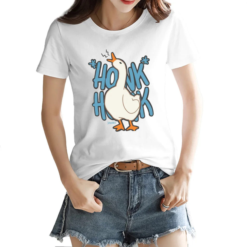 

Funny Graphic Honk Honk Mother Round neck T-shirt White Nerd FreshTops Tees European Size