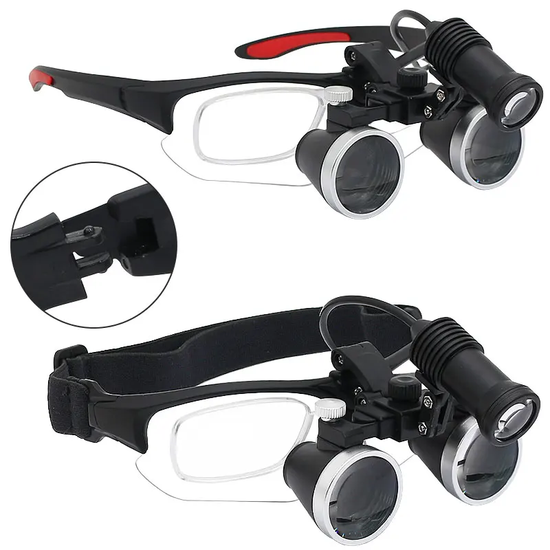 5W LED Headlight Dental Loupes 2.5X/3.5X Headband Binocular Magnifier w/ Prescription Glasses Frame Rechargeable Li-ion Battery - купить по
