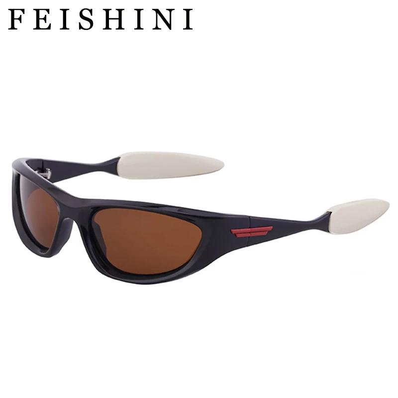 

Feishini Y2K Sports Steampunk Sunglasses Women Polarized Punk Goggle Brand Designer Sun Glasses Men Shades UV400 Oculos De Sol