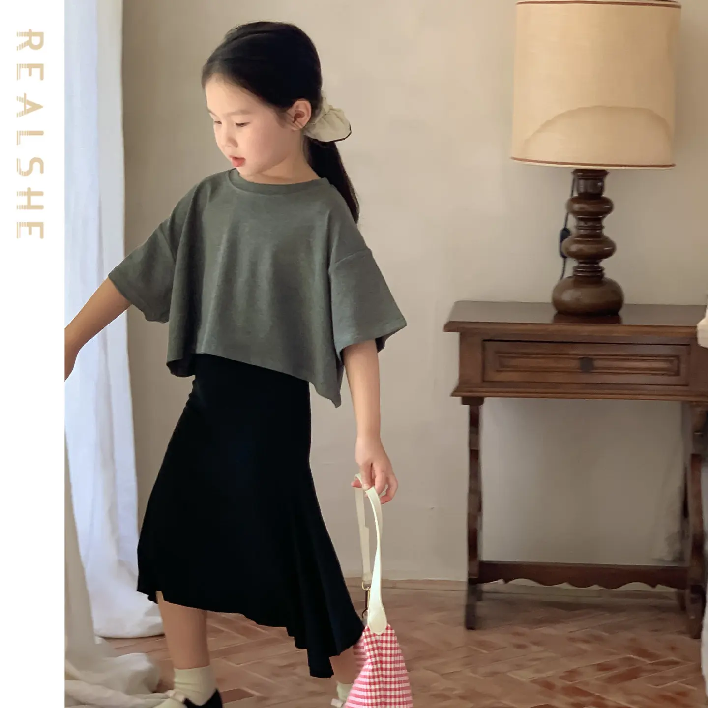 

Toddler Girls Summer Clothes Kids Solid Color Short Sleeve Loose Shirt + Irregular Skirts Children Outfits Clothing