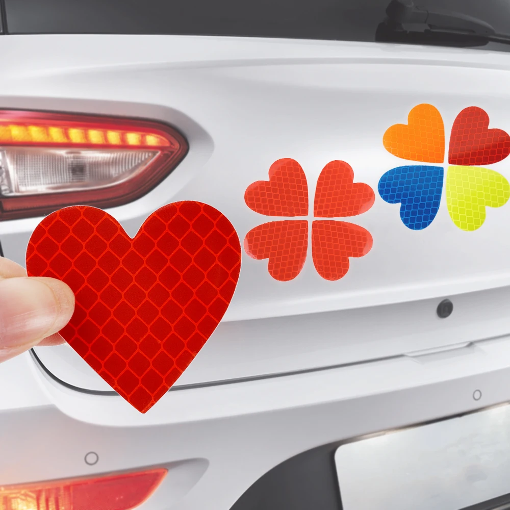 

12/10Pcs Car Warning Reflective Sticker Heart Star Styling Decoration Night Warning Decal Car Motorcycle Rear Bumper Safety Mark
