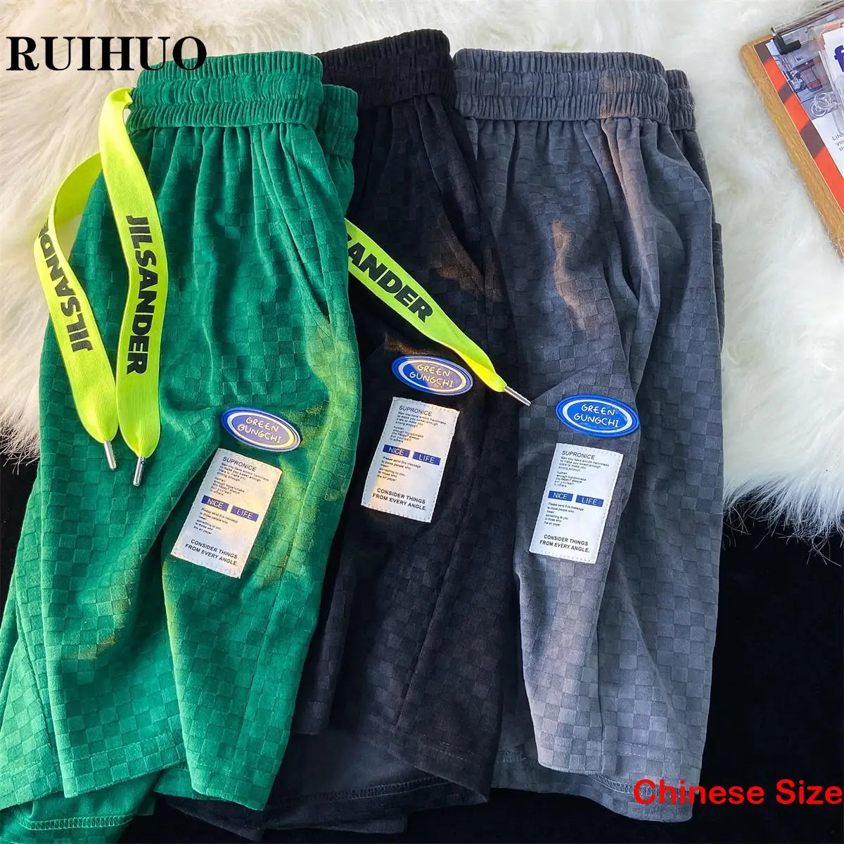 

Шорты мужские до колен в клетку, спортивные короткие штаны, одежда в Корейском стиле, уличная одежда, 5XL, лето 2023