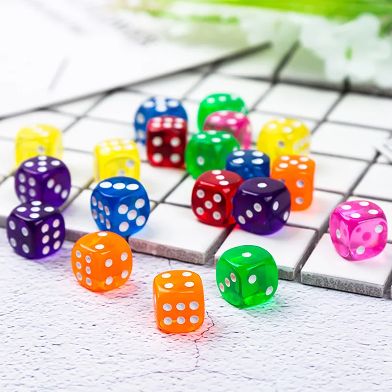

11 PCS/Lot Dice Set 11 Colors High Quality Transparent Acrylic 6 Sided Dice For Club/Party/Family Games 14mm
