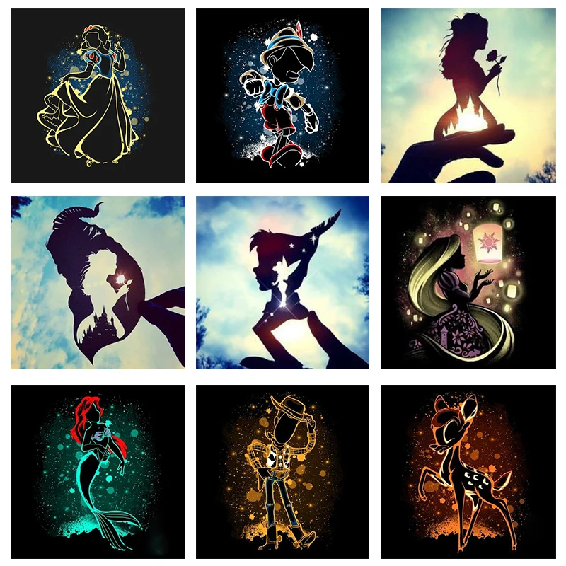 

Дисней мультфильм стекло Принцесса Ариэль Жасмин настенная Картина на холсте скандинавский постер и печать для гостиной Декор Настенная картина