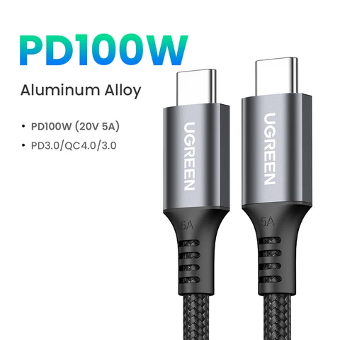 UGREEN 100 Вт USB Type C к USB C кабель для Macbook iPad Samsung Xiaomi PD Быстрая зарядка шнур 5А e-маркер чип быстрый USB C