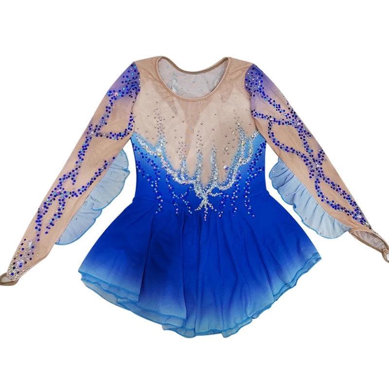 LIUHUO костюм для фигурного катания фитнеса и соревнований Детский навыков синий