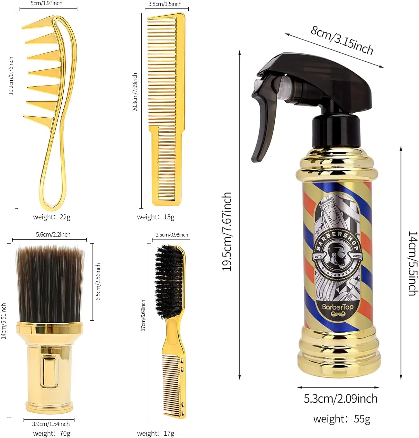 Набор инструментов для укладки волос в салоне 5 шт. золотой парикмахерский набор