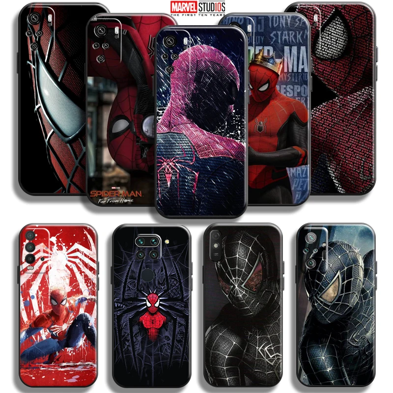 

Marvel Spiderman Phone Case For Xiaomi Redmi Note 10 10S 10T 10 9T 9S 9 Pro Max 5G Redmi 10 9 9T 9A 9C Soft Silicone Cover