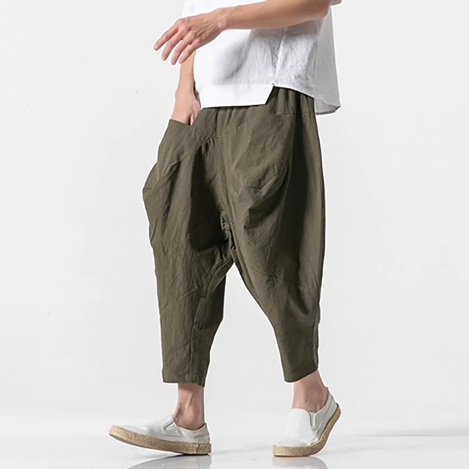 

Cotton Linen Trousers Oversize Slacks Loose Bottomwear Breathable Men's Pants Thin Streetwear Dailywear Pantalones Hombre 2023