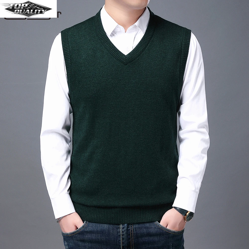 

2022 High Quality New Autum Winter Fashion Brand Knit Sleeveless Vest Pullover Mens Casual Sweaters Designer Woolen Mans Clothes