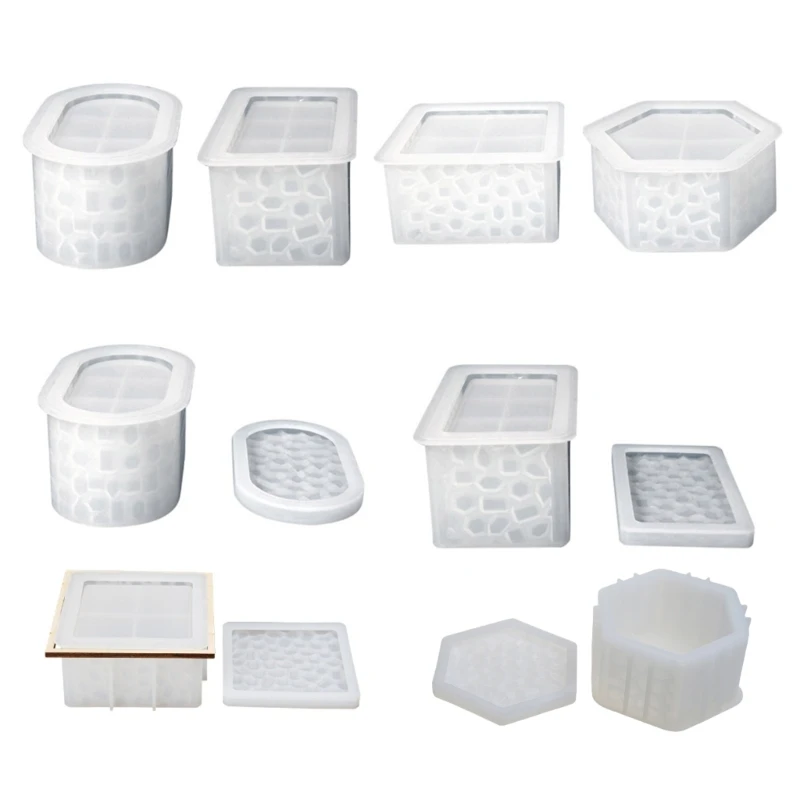 

Diamonds Storage Box Resin Mold with Lids for Epoxy Casting,DIY Decoration Crafts Mold for Jewelry Trinket Container D0LC