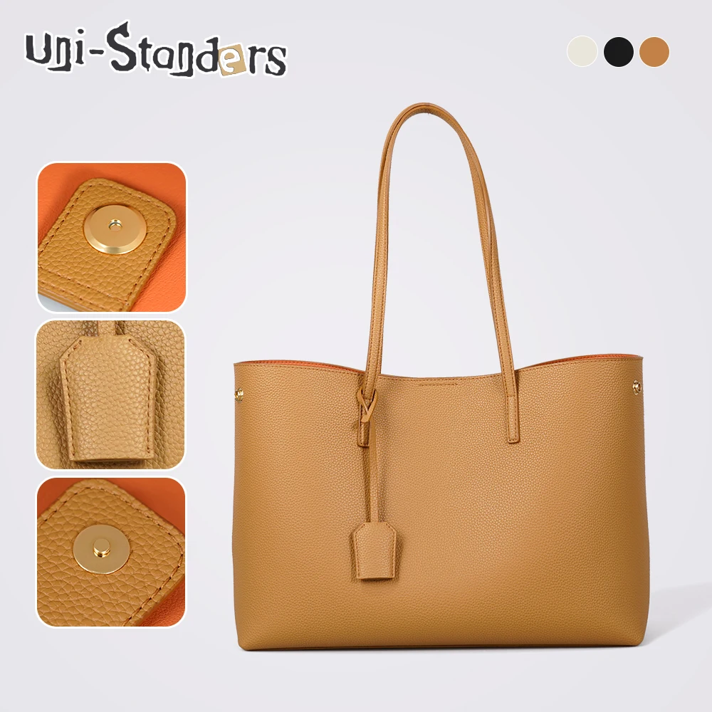 

Uni-standers Luxury Large Soft Leather Shoulder Bag High Quality Women's Commuter Solid Handbags Casual Large Capacity Tote Bags