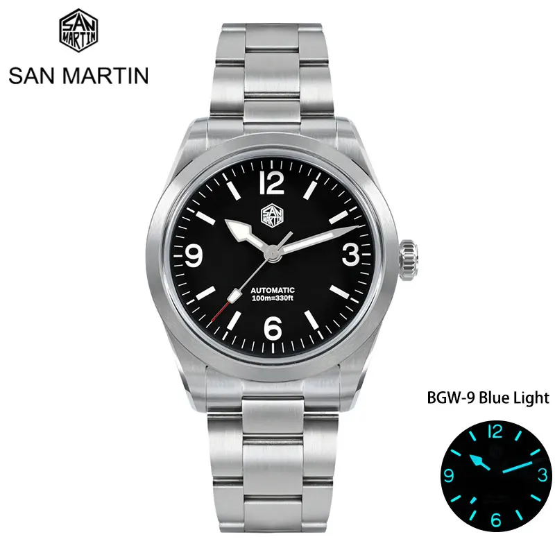 

Часы наручные San Martin Мужские автоматические, брендовые водонепроницаемые фотосветящиеся с сапфировым стеклом, 100 м, NH35 Machinery