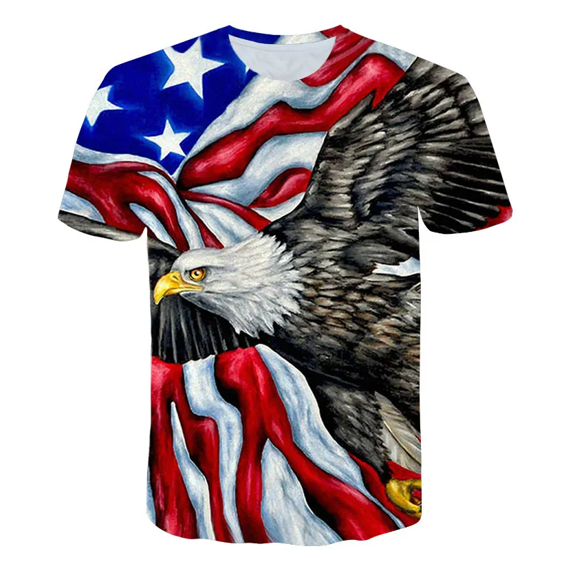 

Summer Men T-shirt American Eagle Print 3d T-shirt Men Usa Flag Short Sleeve Hip Hop Funny Flying Eagle Boys Tee Shirt