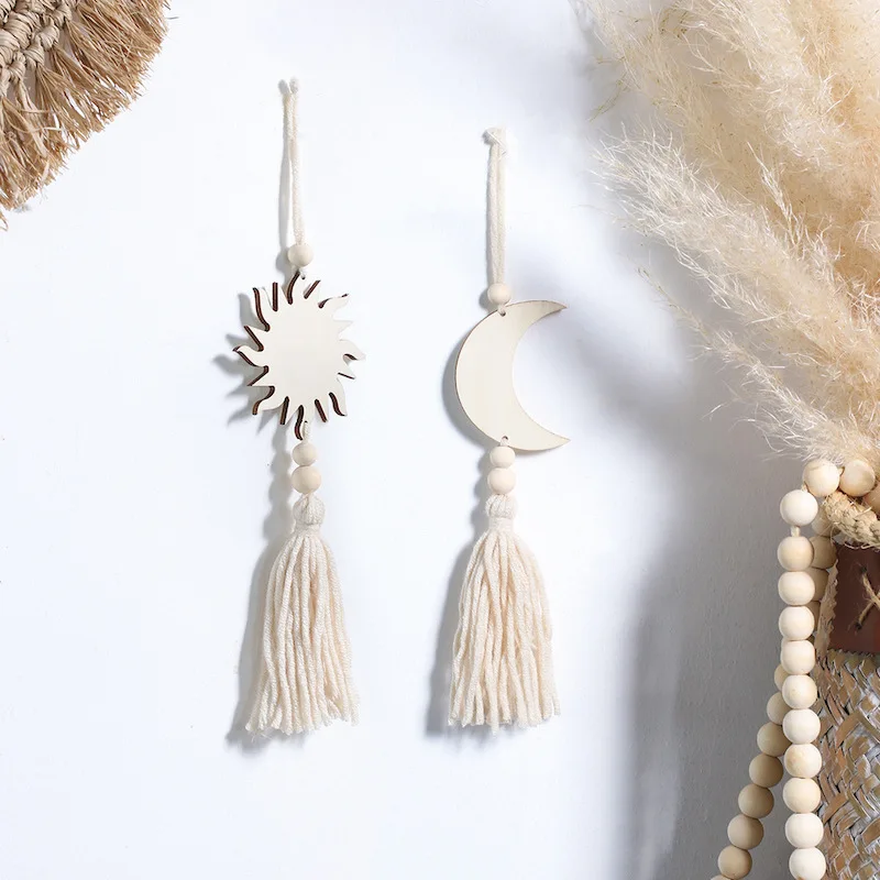 

Настенное украшение Деревянный лунный Phase с кисточкой, деревянное Рамадан, украшение для дома, подвеска в виде солнца, Луны, звезды, декор дл...