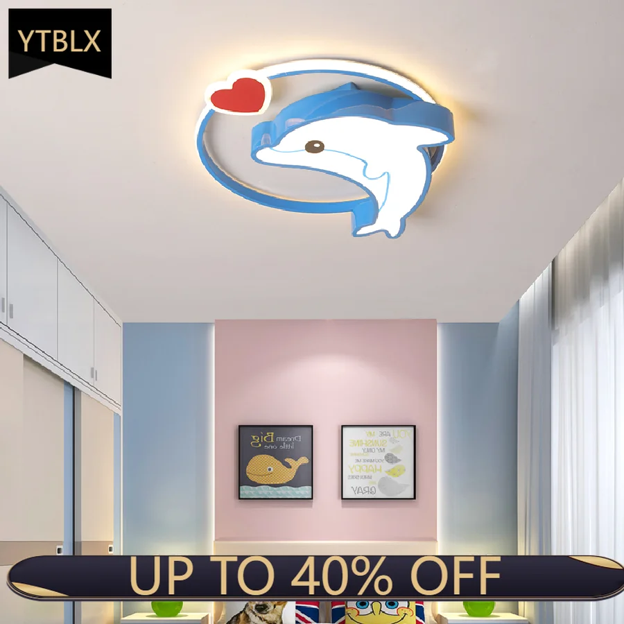 

2021 new cartoon led ceiling lamp in bedroom creative personality warm Princess Dolphin room ceiling lamp LED lamps
